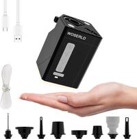 Chitwan Mini Air Pump Inflator with Light 3000mAh Rechargeable Plastic Battery Powered Air Mattress Inflator with Vacuum Mattress Air Pump juoda