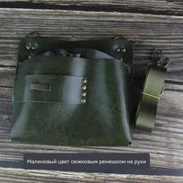 New Large Capacity Professional Barber Scissor Bag, Hairstylist Waist Crossbody Tool Pack for Clippers split Leather Army green 1