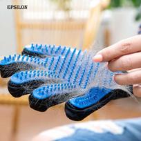 Pet Hair Remover Pet Cleaning Brush Silicone Five Fingers Deshedding Professional Self Pet Grooming Gloves Color Box Dogs (Blue,P) mėlyna