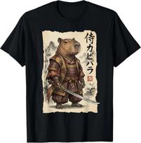 Vintažinis samurajus kapibara memų grafinis marškinėlis Unisex medvilninis marškinėlis Unisex vasarinis per didelis naujoviškas gatvės stiliaus laisvalaikio madingas 3XL beige