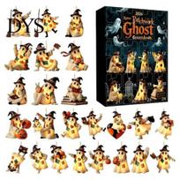 Halloween Ornaments Advent Calendar 2026, 24 Days Patchwork Ghost Countdown Box Set, Tree Flat Acrylic Hanging for Halloween, Window Wall Decor A