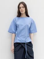 Race Half-Sleeve Boat Neck Blouse_Blue Reference/Free