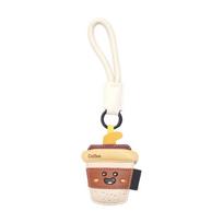 Delicate Cartoon French Fries Milk Teas Couple Keychain PU Leather Bag Charm Fashion Accessory Secure Clasp