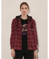 Vivi Olivia Jersey Hooded Check Blouse_Vvbnl4F8291 Color: Green(43)/100
