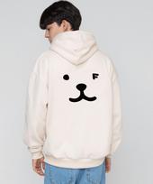 Graver [Unisex] Puppy Face Back Smile Hoodie_Cream/Black Logo Cream_Black Logo/S