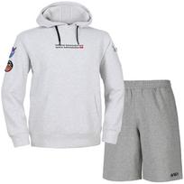 Nasa Unisex Standard Sweatshirt With Wappen Hoodie + Knee-Length Cotton Shorts Set [Melange White + Light Melange] 95