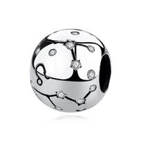 100% 925 prabos sidabro pakabukai Vėžys Avinas Žuvys Zodiako karoliukai Tinka madingi originalūs apyrankės vėriniai moterims Pasidaryk pats papuošalai black