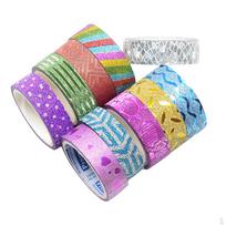 10 rulonų mišri blizgučiai Washi Tape Kanceliarinės prekės Dekoratyvinės juostos DIY Spalvų maskavimo mokykla