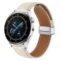 LUJING odinis dirželis, skirtas Samsung Watch 4/5/6 40mm 44mm 5 Pro 45mm magnetinė sagtis, skirta Galaxy Watch 6/4 Classic 43mm/47MM 42mm/46mm apyrankė 22mm balta
