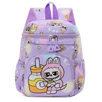 Labubu School Bag Cute Printed Bag Trendy Versatile Backpack Lightweight School Bag KTB violetinė