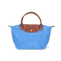 „Longchamp Le Pliage 23“ siuvinėtas logotipas, vienspalvis, užsegamas užtrauktuku, nailono koldūnų formos rankinukas, mažas moteriškas rankinukas, mėlynas, 1621089P78 Blue