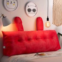 Large Soft Velvet Backrest Pillow Solid Bedside Cushion Removable Plush Seat Cushion Back Support for Couple 50x20x50cm raudona
