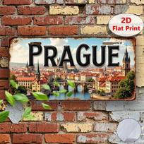 HD Aliuminio Metalinis Ženklas Praha Vintažinis Licencijos Plokštelės Stilius Sienų Dekoras Retro Karolio Tiltas Vltavos Upė Čekija Miesto Peizažas 15x30cm(5.9x7.8inch) black
