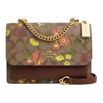 Coach Klare 22 Floral Print Signature Coated Canvas And Smooth Leather Shoulder Crossbody Bag Small Women Bags Gold Khaki Multicolor CR164-IME7V Basic Set (Bag+Dust Bag)