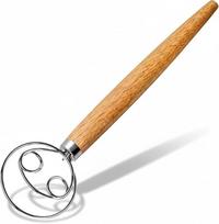Danish dough mixer with stainless steel and wooden handle, suitable for baking sourdough bread beige