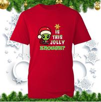 Is This Jolly Enough Santa Alien Christmas Tshirt Xmas Space Alien Costume Top S