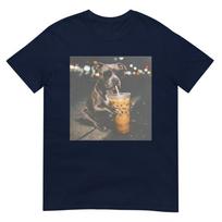 Pitbull Dog Drinking Iced Coffee With Sunglasses Funny Art Tshirt S