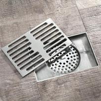 Vonios aksesuarai Vario šlifuotas Vonios kvapų nepraleidžiantis grindų sifonas 140*90mm (as the picture,Stainless Steel)