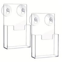 High Visibility Acrylic Wall Display Stand with Suction Cups For Magazines Catalogs And Flyers Easy Installation Design 1 white