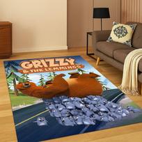 3D Grizzy ir Lemingai Animacinis Kilimas-Kilimėlis Miegamajam Svetainei Sofai Namų Dekoras,vaikų Žaidimų Zonos Kilimėlis Neslystantis Grindų Kilimėlis Dovana 40x60cm