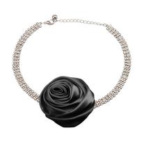 Sweet Cool Rose Flower Choker Neckband Jewelry Clavicle Chain Collar Necklace 1 juoda