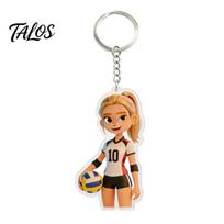 Sports Themed Key Ring Acrylic Volleyball Girl Keychain, Cartoon Player Car Keychain Accessories Ring, Pendant School Bags Backpacks Purses Theme A
