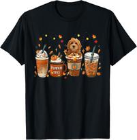 Goldendoodle Fall Coffee Pumpkin Spice Latte Iced Autumn Tshirt 100 Cotton Trendy Y2k Shortsleeve Tee Soft Quickdrying S