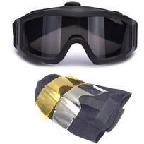 3 Lens Tactical Goggles Anti-Fog Shooting Glasses UV400 Protection for Motorcycle/Cycling/Combat juoda