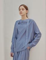 A Leaf Henna Strap Drape Blouse_Blue Blue/Free/Free