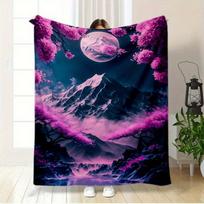 Multifunctional Mount Fuji Blanket - Lightweight Flannel All-Season Sofa Bed Throw with Cherry Blossom & Mountain Night Sky 130x150cm