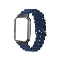 Silicone strap+metal frame for xiaomi Mi band 10 Pro Smartwatch replacement shell with bandblet for Mi Band10 Pro Ceramic Accessoris mi band 10 Pro tamsiai mėlyna spalva