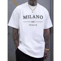 European Size Men'S New Fashion Milan Switch Letter Print Casual Short-Sleeved Summer Cool, Stylish And Versatile, Comfortable Summer S balta