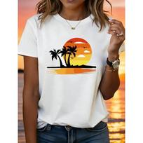 Plus Size - Plus Size - Relaxing and Outfits for A Beach Vacation Featuring Silhouettes of Palm Trees, Sunsets, and Flying Birds. S balta