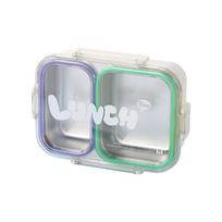 Food Grade Stainless Steel Lunch Box 2/3 Compartments Divided Lunch Plate  School 2 Grid Purple