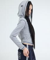 Fortena Star Patch Hoodie T-Shirt-2Color White