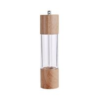 Manual Wooden Adjustable Acrylic Spice Grinder Kitchen Tool Salt and Pepper Mill Sea Salt Jar 8inch