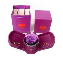 Romantic Surprise Flower Jewelry Box Plastic Dried Flowers Necklace Box  Girlfriend violetinė