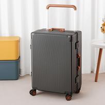 Didelės talpos tylus kelioninis lagaminas su plačia rankena, aliuminio rėmu, kombinuotu užraktu ir universaliais ratukais 20-inch Regular Carry-On tamsiai pilka spalva