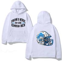 EMINEM X DETROIT LIONS HELMET HOODIE Eminem High Quality Fleece Sweatshirt Long Sleeve Gothic Clothes XS balta