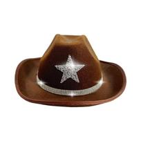 Sparkling Rhinestones Star Western Cowboy Hats for Kids Classical Design Headwear For Outdoor and School Event gilios kavos spalvos