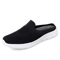 Women's Slip-On Mules Knit Breathable Comfortable Casual Shoes Lightweight Non-Slip Slippers 35 juoda