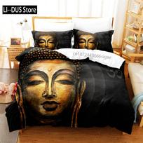 Buddha Statue Bedding Set Duvet Cover Set 3d Bedding Digital Printing Queen Size Bedding Set Fashion Design EU Single(135*200cm)3pcs
