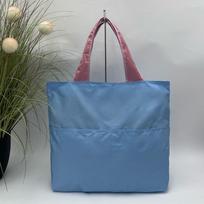 Japanese Foldable Women's Tote Bag - Large Capacity, Lightweight Polyester, Fashionable and Versatile for Casual Shopping šviesiai mėlyna spalva