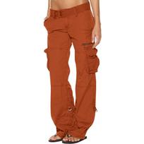 Moteriškos baggy Cargo Pants Vintažiniai džinsai su kišenėmis Plačios kelnės Laisvi kombinezonai Ilgos Kelnės Cargo Kelnės L oranžinė