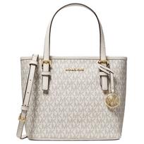 Michael Kors MK Jet Set Monogram Color Block Leather Tote Bag Women Tote Bags Cream-White 35T9GTVT0B-278 Basic Set (Bag+Dust Bag)