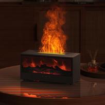 150ml Flame Aroma Diffuser Simulated Fireplace Air Humidifier with Remote Waterless Auto Off for Home Room Creative Gift juoda