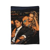 Jacob Elordi and Margot Robbie Blankets Flannel Print  Breathable Warm Throw Blanket for Home Couch Bedding Throws 130x150cm