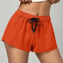 Women’s Casual Drawstring Waist Shorts Soft Lightweight Fabric Relaxed Fit Elastic Waistband Summer Lounge Shorts M oranžinė