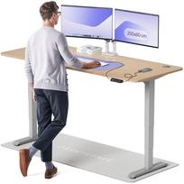Kompiuterio stalas reguliuojamo aukščio Desktronic HomePro, 200 cm x 80 cm, 63 - 128 cm, pilka sp./bamboo sp.