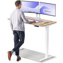 Kompiuterio stalas reguliuojamo aukščio Desktronic HomePro, 140 cm x 70 cm, 63 - 128 cm, balta sp./bamboo sp.
